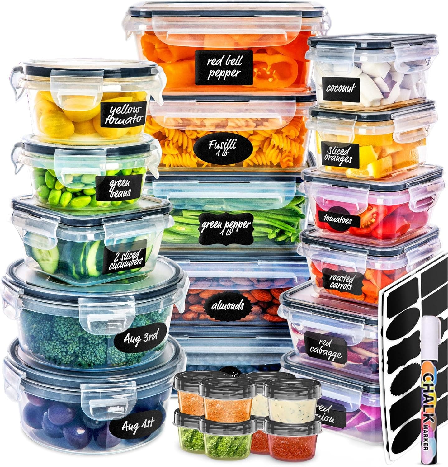 fullstar 50-Piece Plastic Food Storage Containers with Lids (24 Containers & 24 Lids) - Leakproof, BPA-Free, Meal Prep Containers, Reusable Lunch Storage Set for Kitchen Organization (Pack of 50) - image 1 of 1