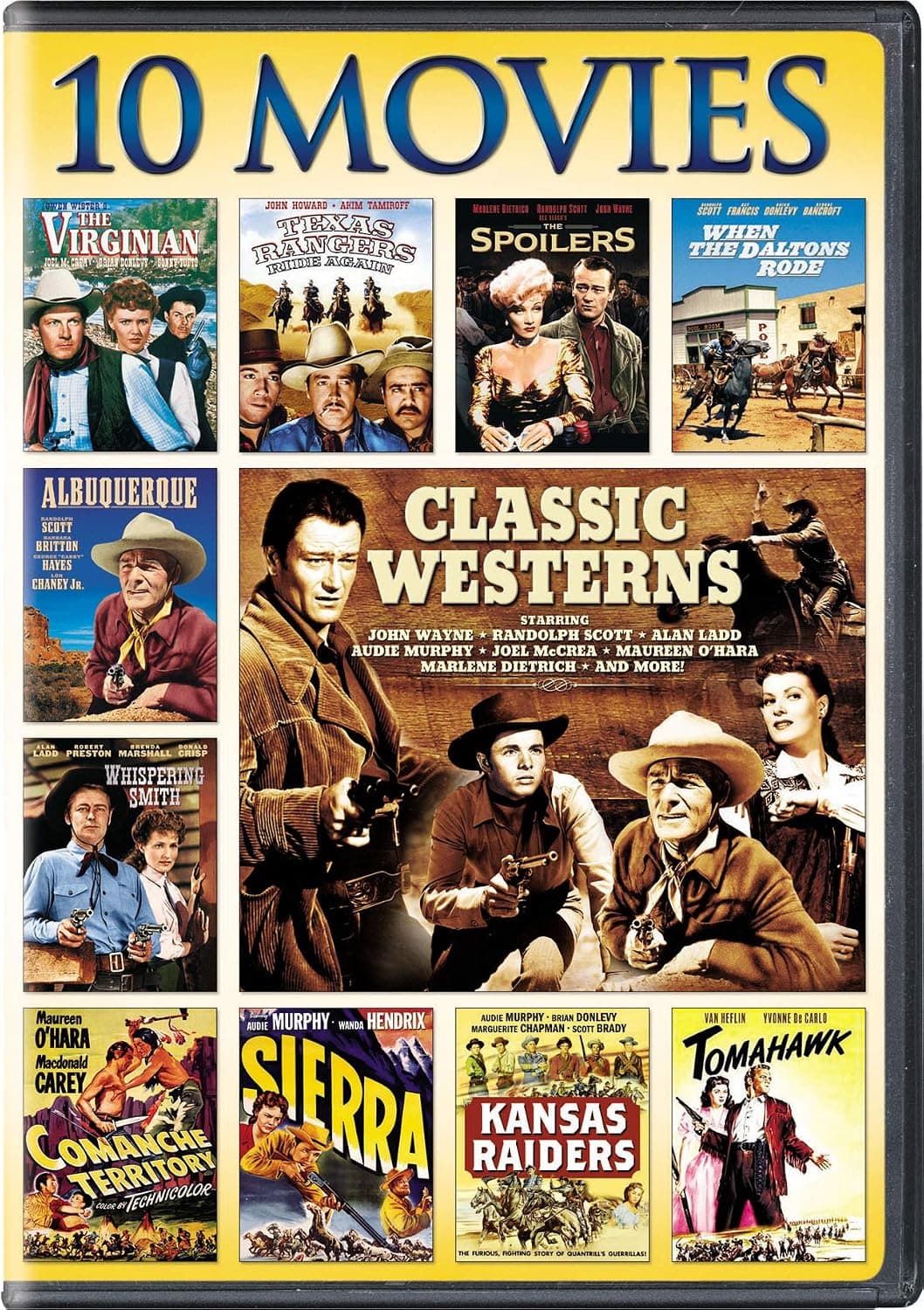 Classic Westerns, 10-Movie Collection: When Daltons Rode / The Virginian / Whispering Smith / The Spoilers / Comanche Territory / Sierra / Kansas Raiders / Tomahawk / Albuquerque / Texas Rangers Ride Again - image 1 of 1