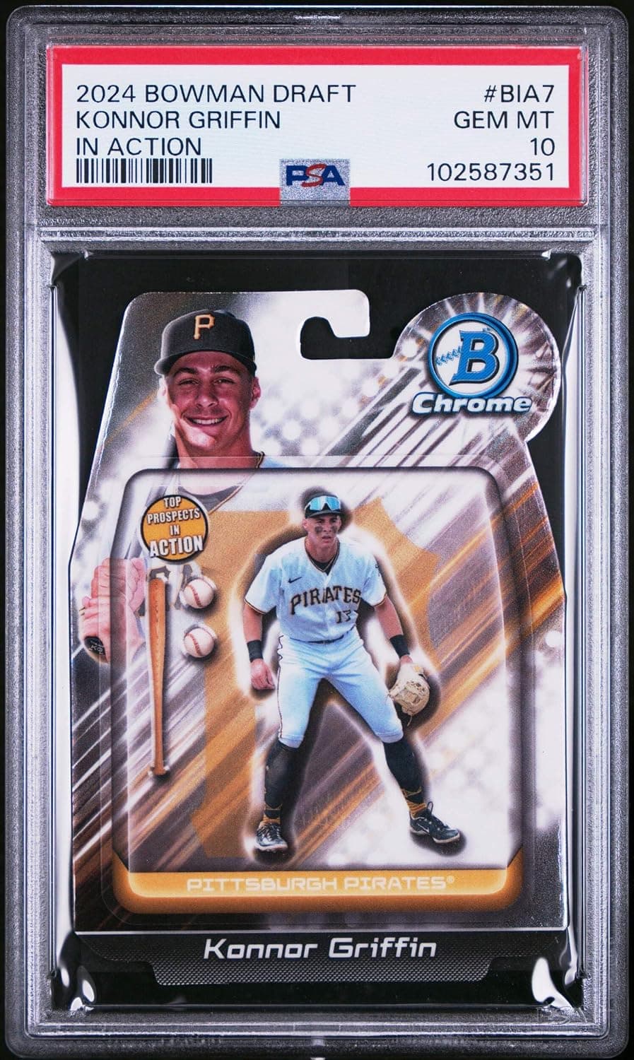 Graded 2024 Topps Bowman Draft Konnor Griffin #BIA7 In Action Rookie RC Baseball Card PSA 10 Gem Mint - image 1 of 1