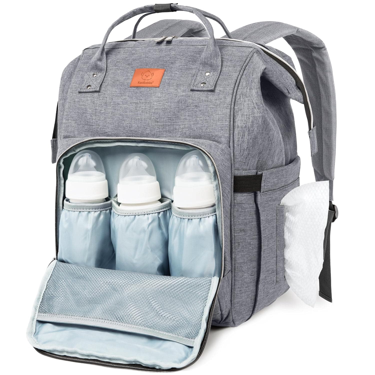 KeaBabies Baby Diaper Bag Backpack - Large Baby Bag for Boys, Girls, Waterproof Multi Function Travel Diaper Backpack with Changing Pad, Durable Travel Essentials for Moms and Dads (Classic Gray) - image 1 of 1