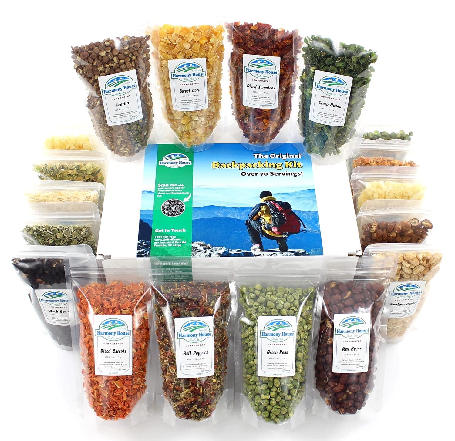 The Backpacking Kit - 18Ct Premium Lightweight Meals in 1 Cup Resealable Pouches by Harmony House Foods, Single Set White - image 1 of 1