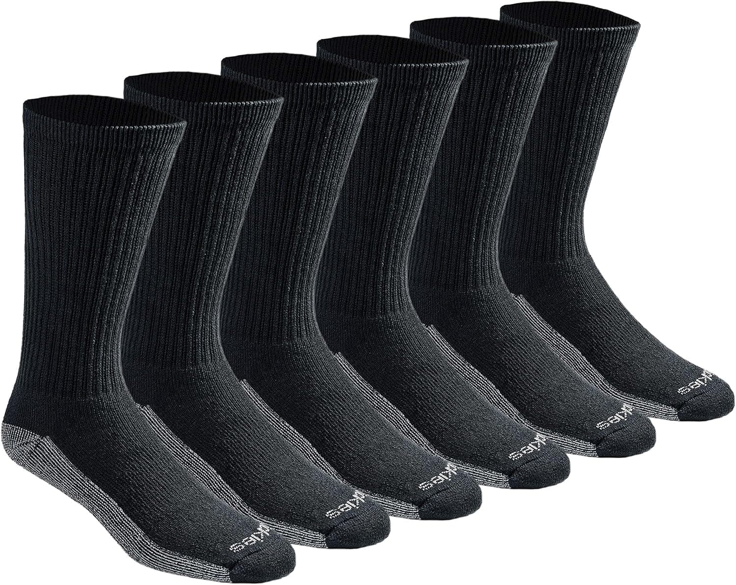Dickies Men's Dri-tech Original Moisture Control Crew Socks Multipack, Black (6 Pairs), Shoe Size: 6-12, Pack of 6 - image 1 of 1