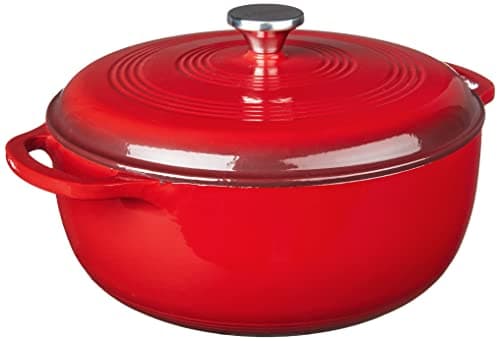 Lodge 7.5 Quart Enameled Cast Iron Dutch Oven with Lid – Dual Handles – Oven Safe up to 500° F or on Stovetop - Use to Marinate, Cook, Bake, Refrigerate and Serve – Island Spice Red - image 1 of 1