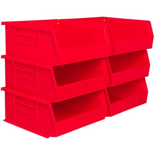 Akro-Mils 30235 AkroBins Plastic Storage Bins, Space-Saving Stackable Bins for Garage, Pantry, Craft Organization, 11" x 11" x 5", Red, 6-Pack - image 1 of 1