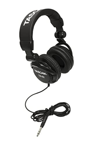 TASCAM TH-02 Professional Studio Monitor Headphones, Wired, Over Ear — for Recording, Podcast, DJ, Music and Guitar, with 1/4 Inch Jack Adapter - image 1 of 14