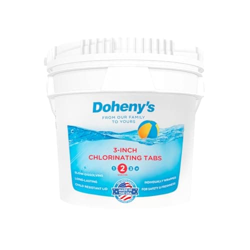 Doheny’s 3-Inch Stabilized Chlorine Tablets for Sanitizing Swimming Pools | 99% Pure Tri-Chlor, 90% Available Chlorine | Long-Lasting, UV-Protected, Slow-Dissolving | Individually Wrapped 25lb Bucket - image 1 of 9