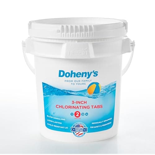 Doheny’s 3-Inch Stabilized Chlorine Tablets for Sanitizing Swimming Pools | 99% Pure Tri-Chlor, 90% Available Chlorine | Long-Lasting, UV-Protected, Slow-Dissolving | Individually Wrapped 10lb Bucket - image 1 of 9