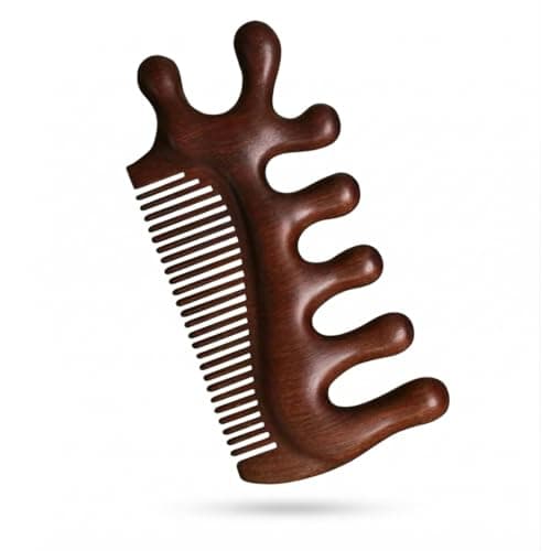 Wooden Scalp Massager Comb – 2-in-1 Wide & Fine Tooth Natural Wood Hair Comb – Scalp Massage & Hair Growth Support – Stress Relief Detangling Tool for All Hair Types - image 1 of 9