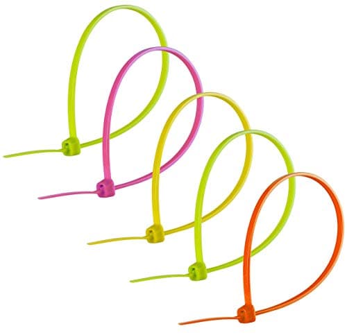 Power Gear 8-Inch Zip Ties, 100 Pack, Durable Nylon, Self-Locking, 40 Lbs. Tensile Strength, 1 7/8 Inch Maximum Diameter, Assorted Neon, 50296 - image 1 of 1
