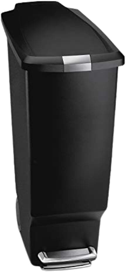 simplehuman 40 Liter / 10.6 Gallon Slim Kitchen Step Trash Can With Secure Slide Lock, Black Plastic - image 1 of 1