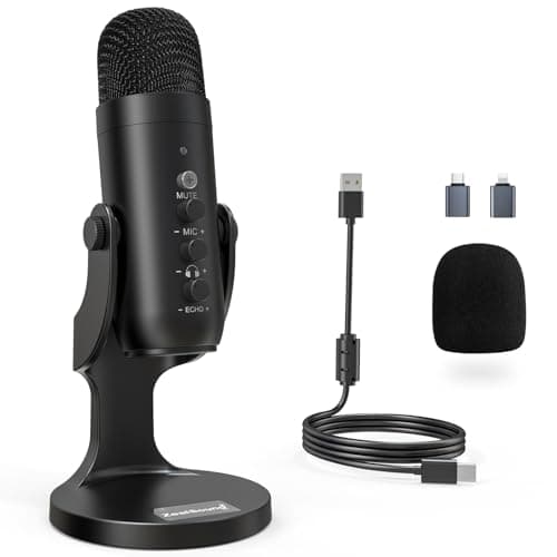 ZealSound Podcast Microphone for PC, Noise Cancellation USB Mic with Gain, Volume Adjustment & Mute Button, Monitoring & Echo, for YouTube, TikTok, Podcasting, Streaming, iPhone, iPad, Android, Mac - image 1 of 1