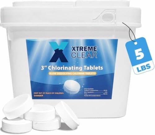 Xtremeclear 3" Swimming Pool Chlorine Tablets 99% Pure Tri-Chlor| Long Lasting & Slow Dissolving | Pro-Grade Pool Sanitizer | 5 Pounds Bucket - image 1 of 8