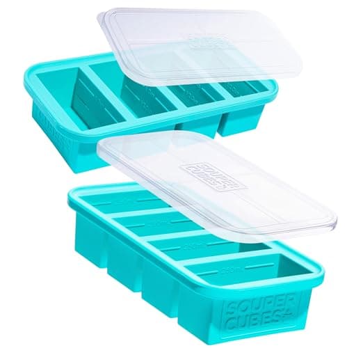 Souper Cubes 1 Cup Silicone Soup Freezer Molds with Lids - Soup Cubes with Steel Reinforced Rim - Perfect for Freezing Broth, Rice, Individual Portions, Meal Prepping and More - Aqua - 2-Pack - image 1 of 1