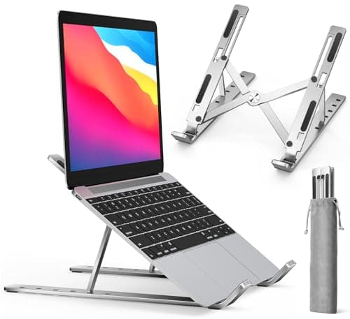 ivoler Laptop Stand, Laptop Holder Riser Computer Tablet Stand, 6 Angles Adjustable Aluminum Ergonomic Foldable Portable Desktop Holder Compatible with 10-15.6” MacBook,iPad, HP, Dell, Lenovo Silver - image 1 of 1