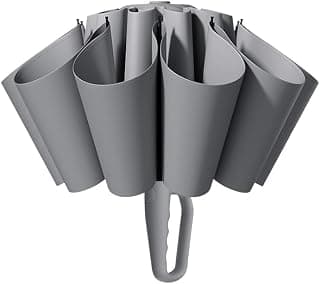 24-Rib Reverse Automatic Umbrella, Extra-Large 124cm, Heavy Duty Windproof, Ring-Lock Handle, One-Pull Close, Waterproof Travel Umbrella for Men & Women