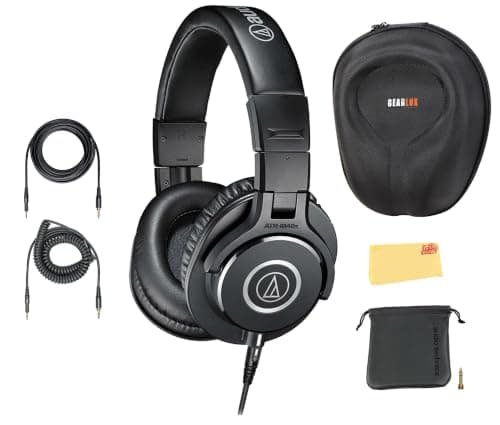 Audio-Technica ATH-M40x Professional Monitor Headphones - Black Bundle with Case, Pouch, and Austin Bazaar Polishing Cloth - image 1 of 8