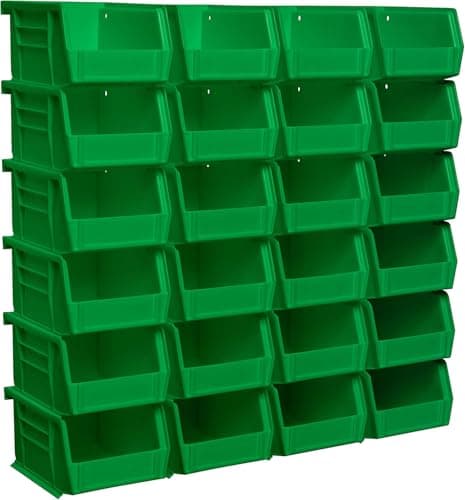 Akro-Mils 30210 AkroBins Plastic Storage Bins, Space-Saving Stackable Bins for Garage, Pantry, Craft Organization, 5-Inch x 4-Inch x 3-Inch, Green, 24-Pack - image 1 of 1