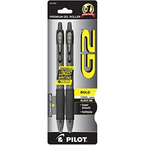 Pilot G2 Premium Gel Pens, Black Pens, Bold Point 1 mm, 2 Black - image 1 of 1