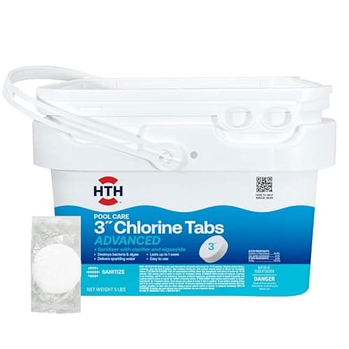 HTH 42052W, Pool Care 3" Chlorine Tabs Advanced, 5 lbs | Individually Wrapped Tablets; Swimming Pool Sanitizer with Clarifier & Algaecide; Destroys Bacteria & Algae - image 1 of 8