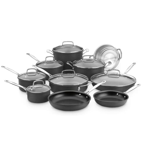 Cuisinart Chef’s Classic 17-Piece Nonstick Hard-Anodized Set, 66-17N | Quantanium titanium-reinforced non-stick surface, hard-anodized body for even cooking, 17-piece cookware set - image 1 of 9