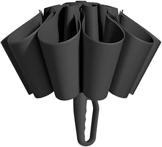 24-Rib Reverse Automatic Umbrella, Extra-Large 124cm, Heavy Duty Windproof, Ring-Lock Handle, One-Pull Close, Waterproof Travel Umbrella for Men & Women