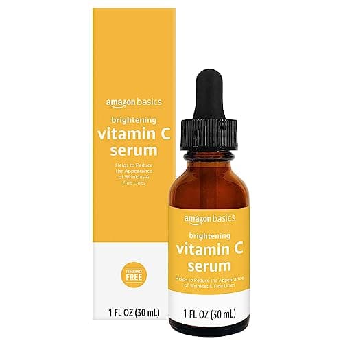 Amazon Basics Brightening Anti Aging Vitamin C Serum with Hyaluronic Acid, Hydrates Skin, 1 Fluid Ounce, 1-Pack