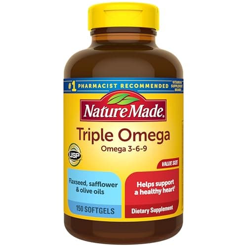 Nature Made Triple Omega 3 6 9 Supplements, Flaxseed, Safflower & Olive Oils, Fish Free Omega 3 Fatty Acid Supplement, 150 Softgels, 75 Day Supply - image 1 of 1