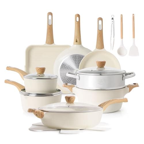 SENSARTE Ceramic Cookware Sets, Pots and Pans Set Nonstick, 20-Piece Induction Cookware, Non-toxic Healthy Non Stick Kitchen Cooking Set with Stay-Cool Handles, PFAS PTFE PFOA PFOS Free - image 1 of 8