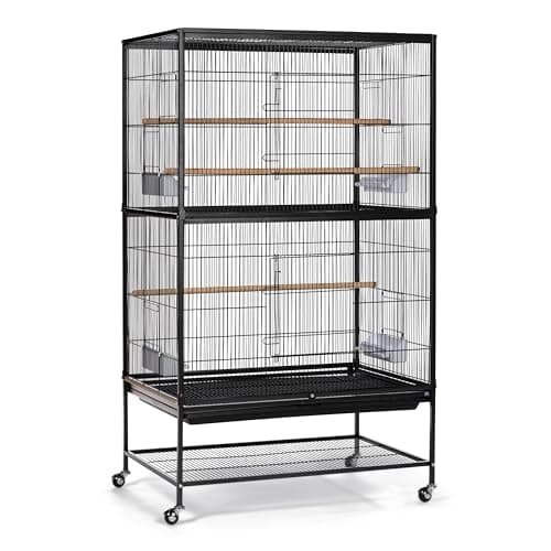 Prevue Pet Products Steel Bird Flight Cage with Wheels - Large Birdcage for Parakeets, Canaries, Finches, Cockatiels, Lovebirds, & Green Cheek, Metal Standing Birdcage - Black, Large - image 1 of 1