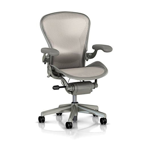 Herman Miller Aeron Chair Highly Adjustable with Lumbar Support Pad Standard Casters - Large Size (C) Titanium Smoke Light Frame, Classic Quartz Pellicle Mesh Home Office Desk Task Chair - image 1 of 1