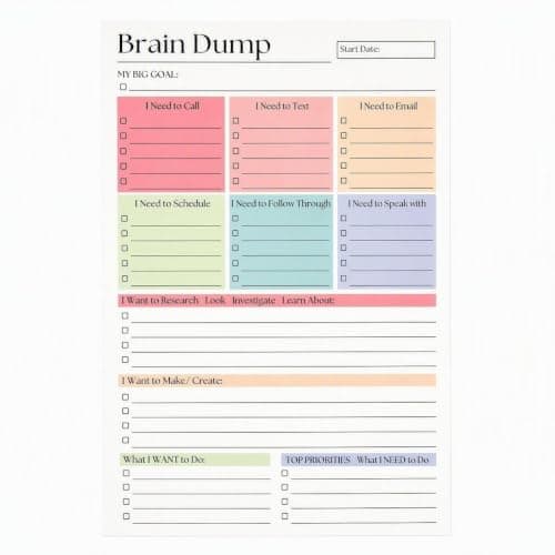 Adhd Brain Dump Notebook Planner Pad 50 Page Tear Away To Do List - image 1 of 5