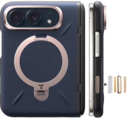 TORRAS Q3 VegSkin for iPhone Duo Case Leather, 360 Magnetic Stand Night Sky | Slim, Fit for MagSafe, Full Hinge Protection, Flush Kickstand, Camera Control, Slim & Light, Soft Touch, Back Case Only, Blue - image 1 of 9
