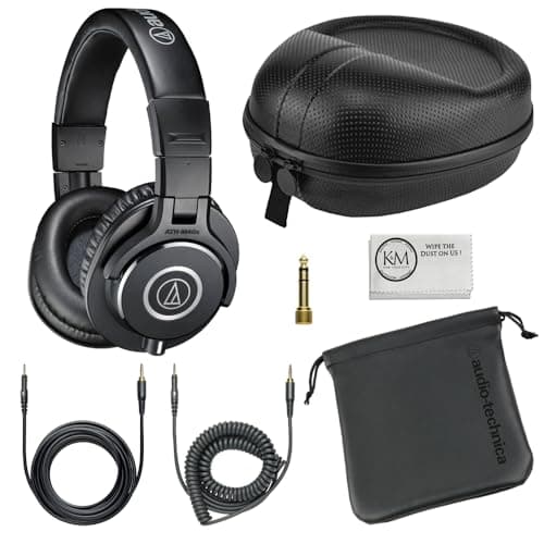 Audio-Technica ATH-M40x Professional Studio Monitor Headphones Bundle with Full Sized Hard Body Headphone Case and Microfiber Cleaning Cloth (3 Items) - image 1 of 7