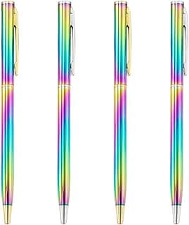 4pcs/set Colorful Rainbow Ballpoint pen Stainless Steel Metal Stationery Lightweight Portable Writing Supplies