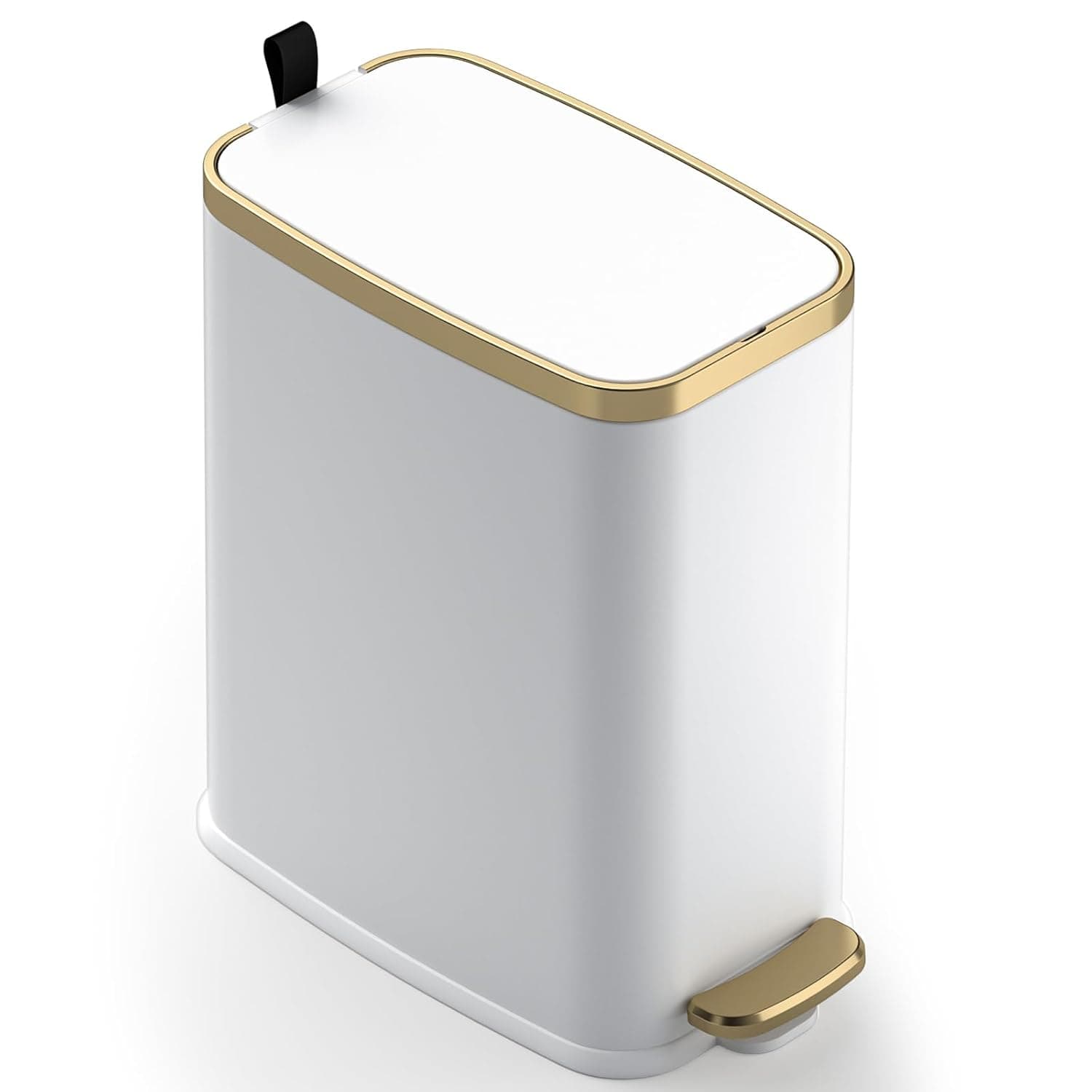 CEROELDA Small Bathroom Trash Can with Lid Soft Close-5L/1.3 Gal Slim Garbage Can-Metal Step Wastebasket-Rectangle Narrow Waste Bin for Office, Bedroom, Toilet, Live Room (White) - image 1 of 1