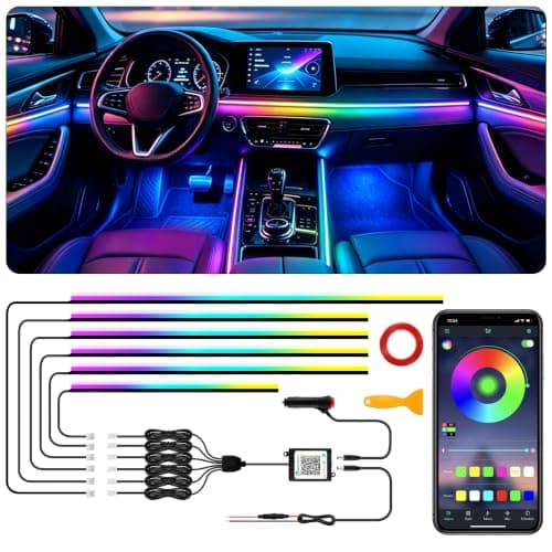 Interior Car LED Strip Lights with Wireless APP, Ambient Lighting Kits with Dynamic Dreamcolor Chasing, 16 Million Colors Acrylic LED Lights for Car, Sound Active Function Car Neon Lights - image 1 of 8