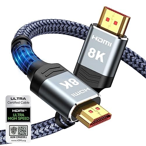 Highwings 8K 10K 4K HDMI Cable 48Gbps 6.6FT/2M, Certified Ultra High Speed HDMI Cable Braided Cord-4K@120Hz 8K@60Hz, DTS:X, HDCP 2.2 & 2.3, HDR 10 Compatible with Roku TV/PS5/HDTV/Blu-ray - image 1 of 1