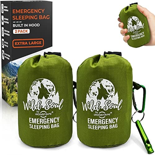 Ironstripe Bivy Sack Sleeping Bag Extra Large 94'' x 48'' Built-in Hood, Survival Sleeping Bag with Emergency Whistle, Thermal Mylar Tear & Puncture-Resistant Emergency Bivy Bag - image 1 of 6