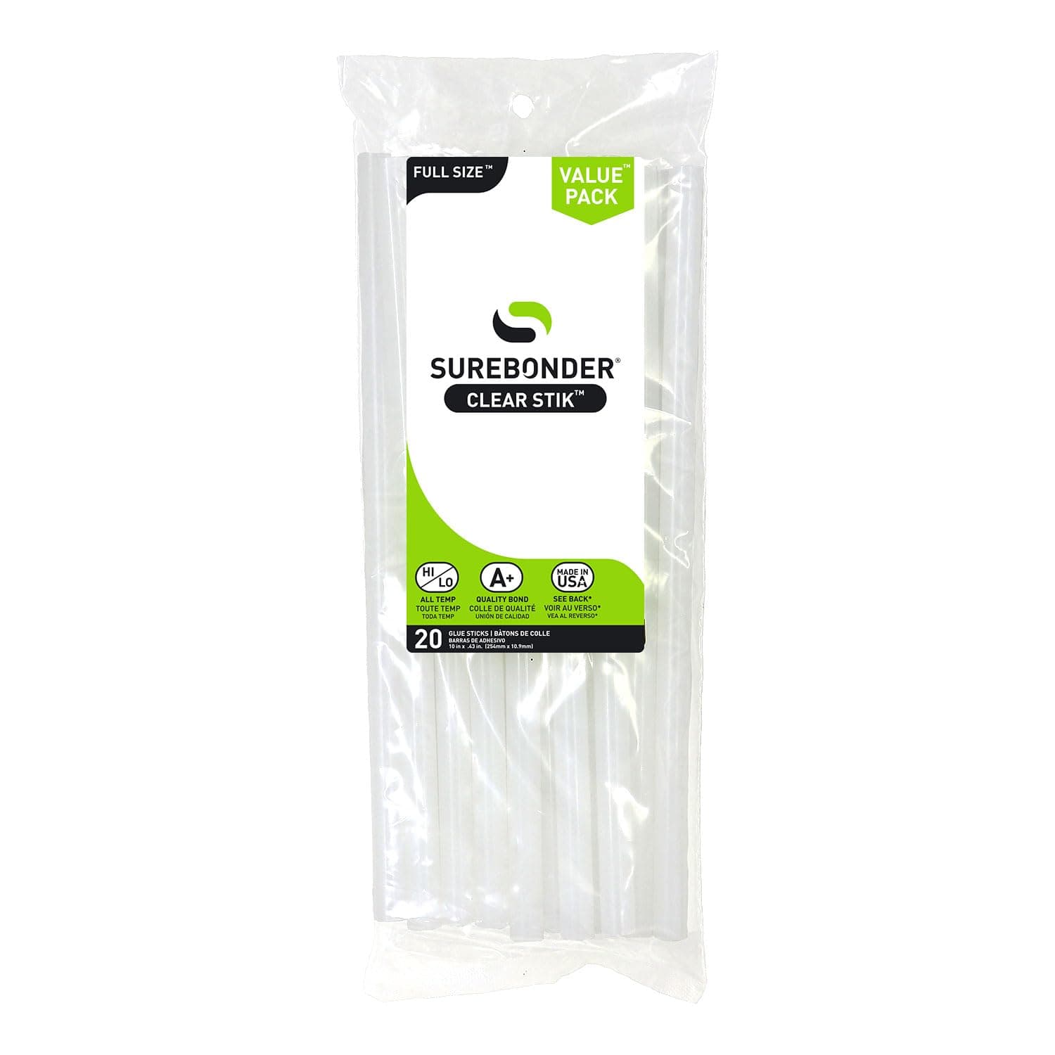 Surebonder Full Size 10-Inch Clear All Purpose Hot Glue Sticks - 20 Pack - image 1 of 1