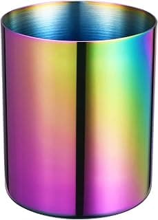 Aurora Rainbow 304 Stainless Steel Pen Holder & Pencil Cup, Metal Desk Caddy & Desktop Stationery Organizer, Mirror Finish & Vacuum Plating