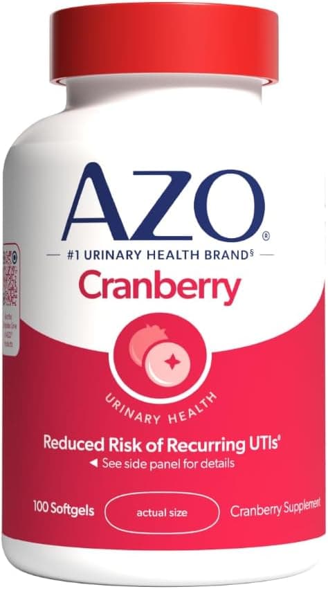AZO Cranberry Supplement, Made with Concentrated Whole Fruit Cranberry Powder to Help Cleanse and Protect the Urinary Tract*, Sugar Free Cranberry Pills, Non-GMO, 100 Softgels - image 1 of 1