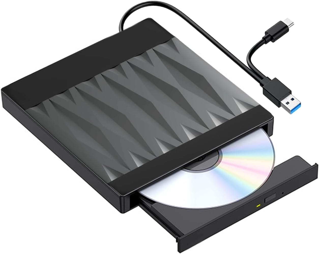 External CD/DVD Drive USB C & USB 3.0 Portable Burner Reader Writer, Slim DVD±RW Optical Drive with Plug and Play for Laptop, PC, MacBook, Desktop - Windows 10/11, Mac OS, Linux - image 1 of 1