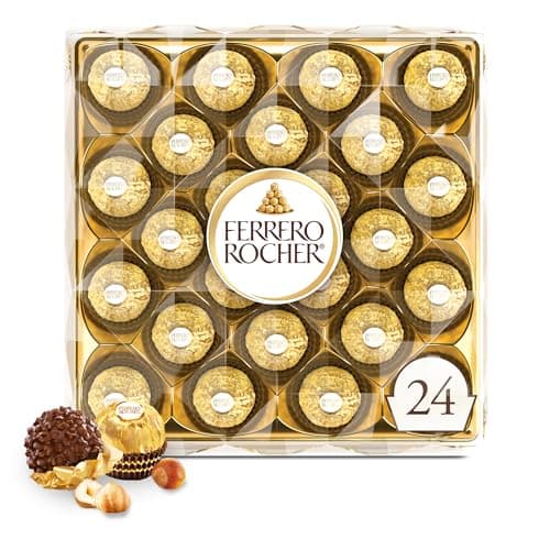 Ferrero Rocher Gourmet Hazelnut Milk Chocolate Valentine's Day Gift Box, 24 Individually Wrapped Chocolates for Gifting, 10.6 oz - image 1 of 1