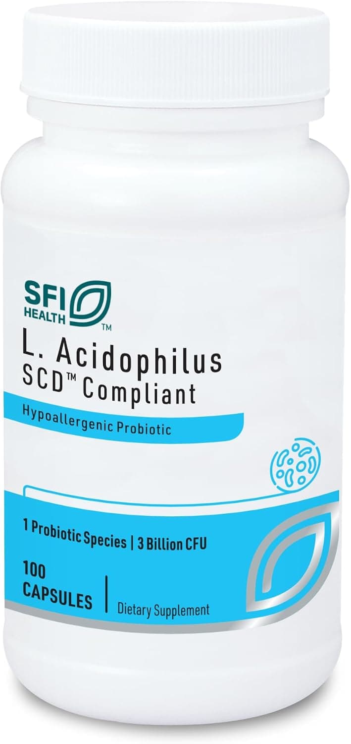 Klaire Labs SFI Health L. Acidophilus - 3 Billion CFU Lactobacillus Probiotic, Pure SCD Compliant Formula for Men & Women, Hypoallergenic & Non-Dairy (100 Capsules) - image 1 of 1