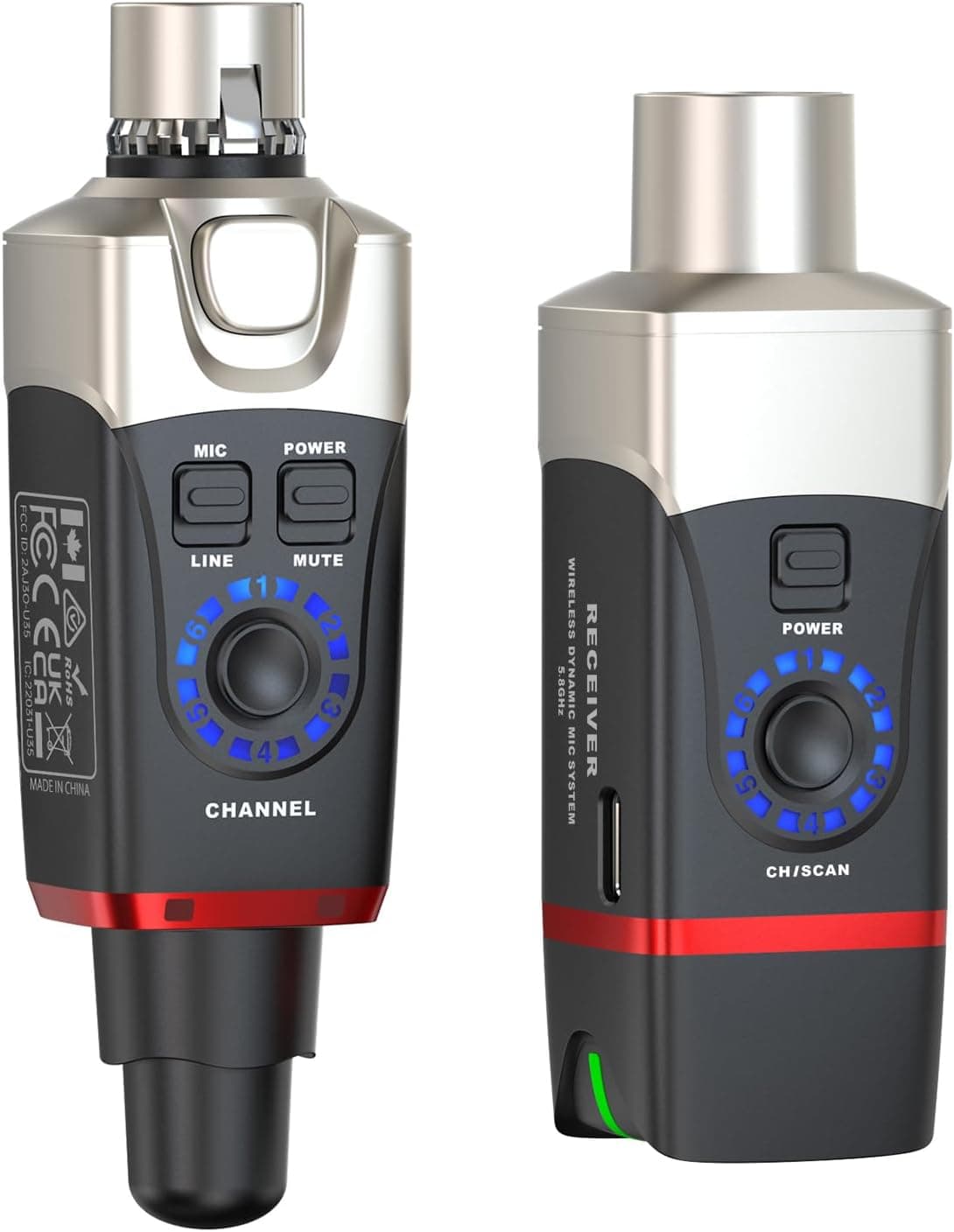 Xvive U35 Dynamic Microphone Wireless System with 5.8GHz XLR Transmitter and Receiver - image 1 of 1