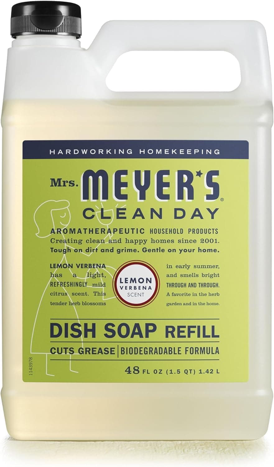 MRS. MEYER'S CLEAN DAY Liquid Dish Soap Refill, Biodegradable Formula, Lemon Verbena (48 Fl Oz (Pack of 1)) - image 1 of 1