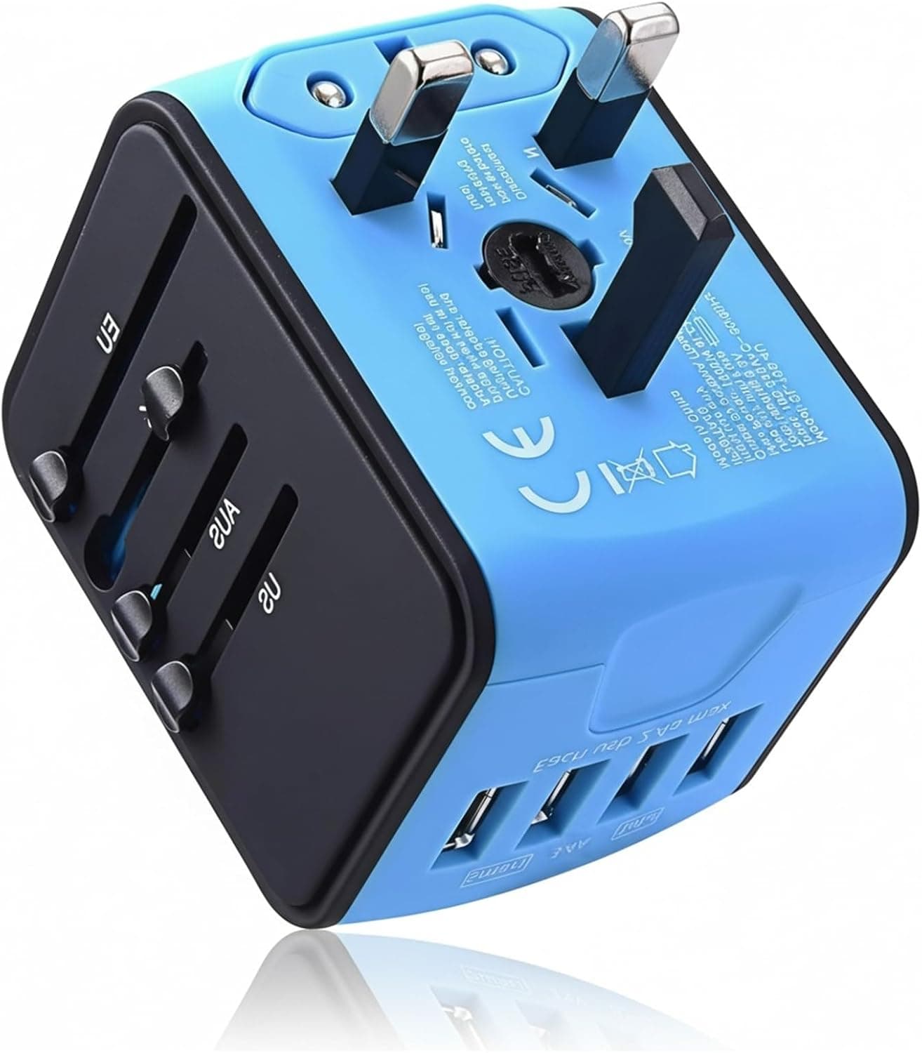 JMFONE Universal Travel Adapter, 4 USB-A Ports & AC Outlet, International Power Adapter All in One Perfect for European US, EU, UK, AU 200+ Countries - Not a Voltage Converter - image 1 of 1