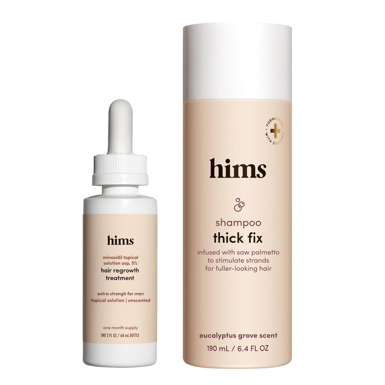 hims Thick Fix Hair Thickening Shampoo & 5% Minoxidil Treatment Serum Set - Hair Loss Treatment for Men - Moisturizing, Color Safe Shampoo & Serum - 2 Count - image 1 of 1