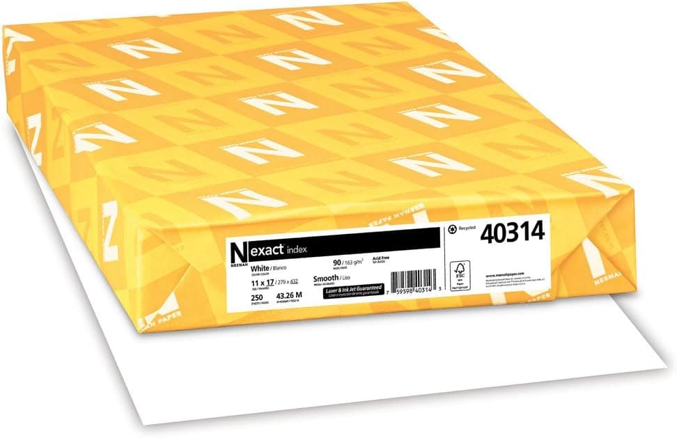 Wausau Exact Index Cardstock, 250 Sheets, White, 94 Brightness, 90 lb, 11 x 17 Inches - image 1 of 1