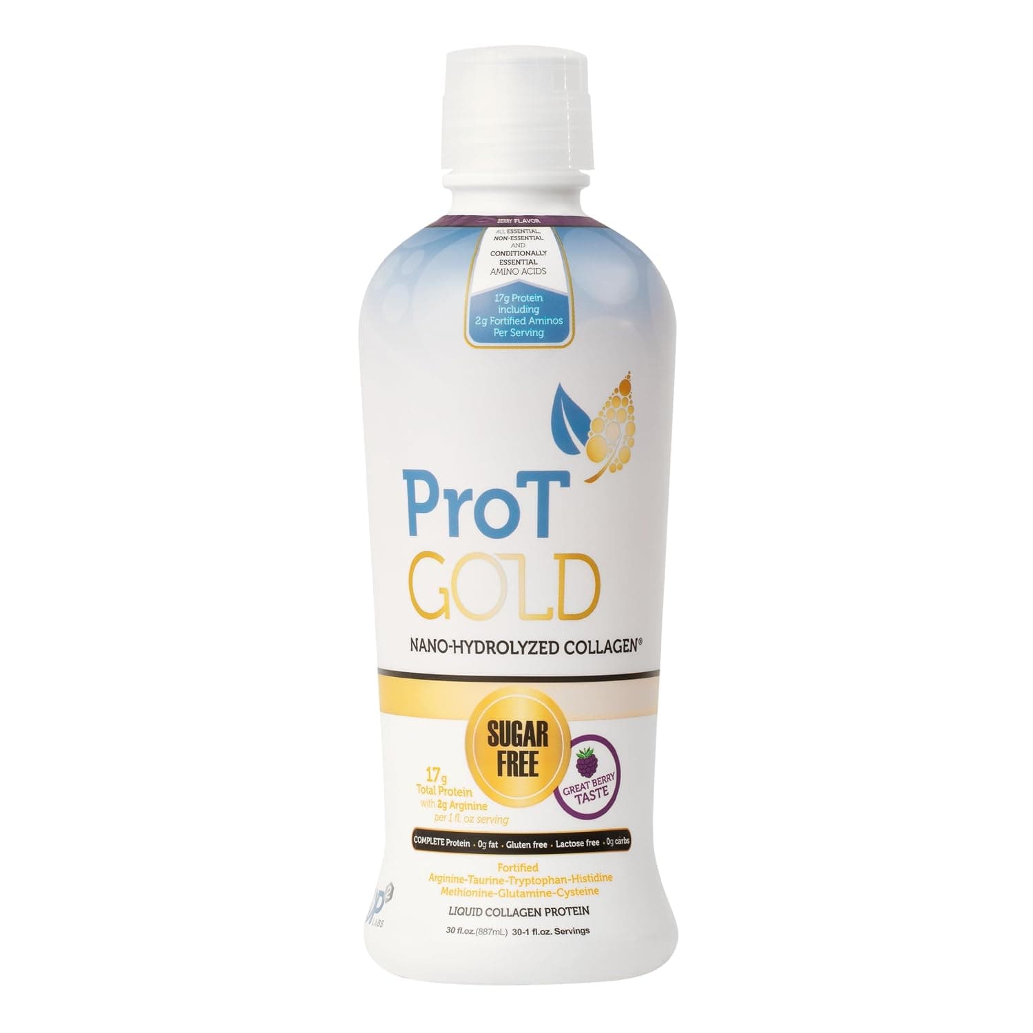 Liquid Collagen Protein Shot, 17g Clear Protein Nano-Hydrolyzed Grass Fed Collagen, 2g Arginine for Wound Support, Gluten Free, Sugar Free, 0g Carbs, Non GMO, Berry, 30 fl oz Bottle - image 1 of 1